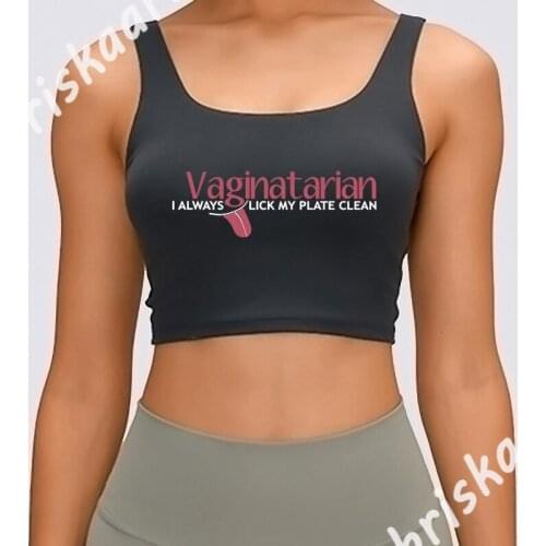 Vaginatarian I Allways Lick My Plate Clean Funny Tank Top Sleeveless Spring Tops Tee Round Neck Breathable Sexy Letters Vest