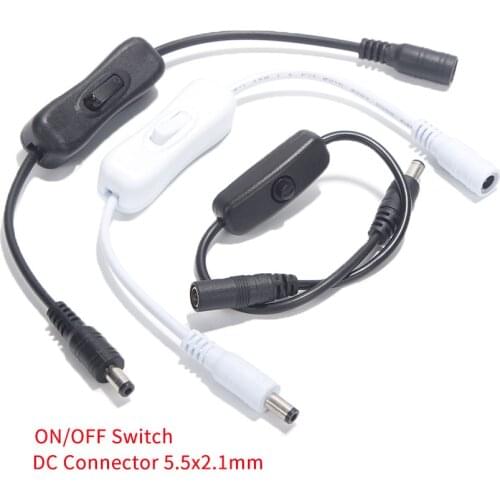 ON OFF Light Switch DC schakelaar12V Button Female Male Power Cable 5.5x2.1mm Connector Inline 304 5V 24V for LED Strip Lamp