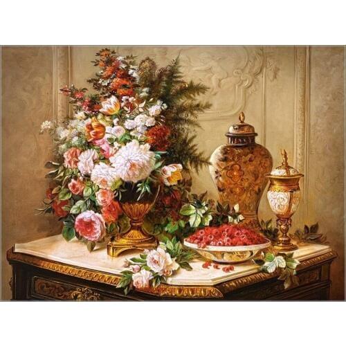 Embroidery Counted Cross Stitch Kits Needlework - Crafts 14 ct DMC Color DIY Arts Handmade Decor - Tulips and Other Flowers