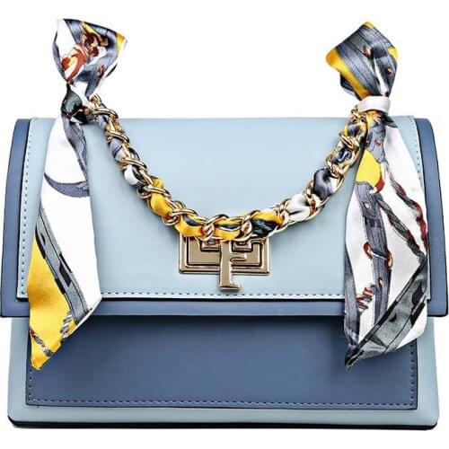 Ladies bag 2020 new European and American fashion ribbon chain female bag diagonal bag shoulder bag