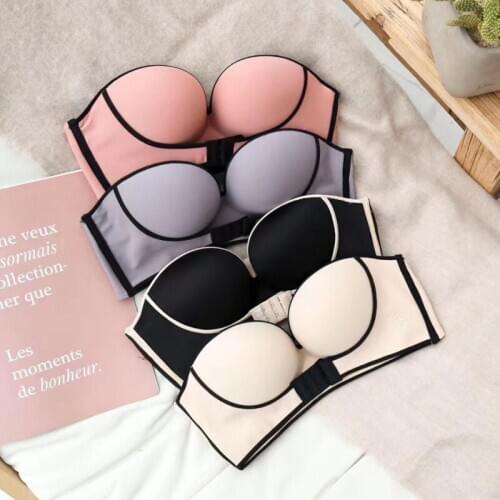 Women Push Up Bra Strapless Front Buckle Lingerie Backless Brassiere Female Underwear Bralette Wedding Dress
