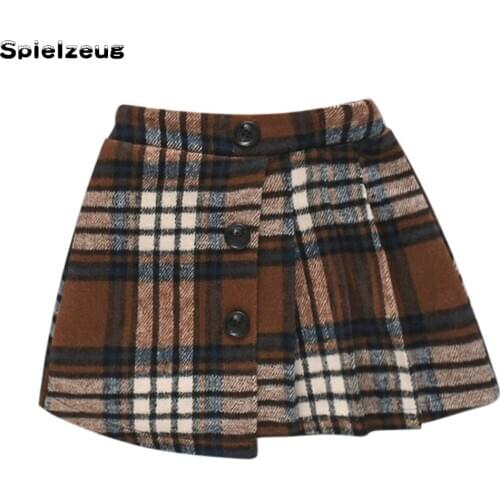 Winter Newborn Infant Baby Girls Plaid Skirt Thick Warm Elastic Waist Button Shorts Skirt Princess Overskirt Outfits Clothes#g4