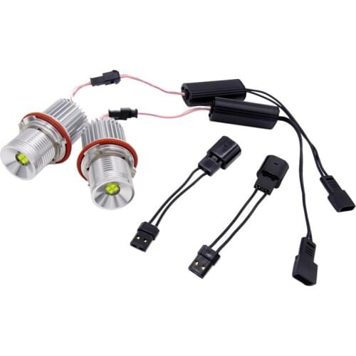 1 Pair Car 12V 40W White LED Angel Eyes Halo Ring Light Headlight Driving Lamp Bulbs For BMW E39 E53 E60 E61 E63 E64 E65 2000-08