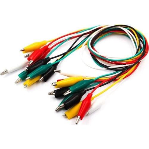 10pcs 50cm Wire Line Plastic Handle Test Probe Metal Alligator Clips Connector Connect Socket Plug Battery Detection Tool E11939