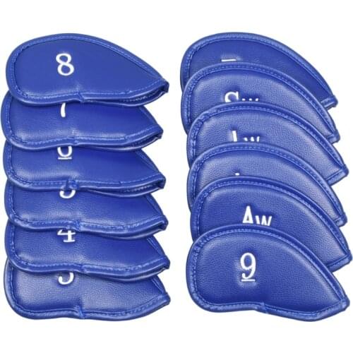 12 Pcs/set Golf Iron Head Covers Leather Deluxe Club Headcover Putter Protection Protector Golf Accessories