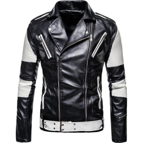 2020 Autumn & Winter New Locomotive Wind Loose Plus Size Lapel Color Matching Men Leather Casual Men Jacket Tide Free Shipping