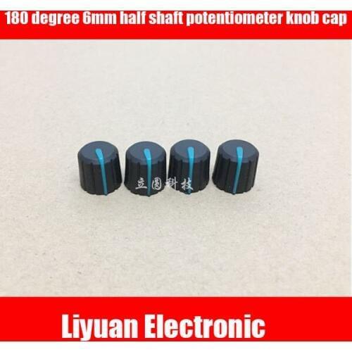 30pcs 180 degree half shaft potentiometer rubber knob cap 6mm mixer equalizer audio volume adjustment switch cap D axis