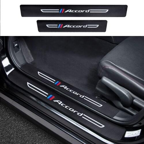Leather 4pcs Carbon Fiber Car Door Sticker For Honda Accord Auto Accessories