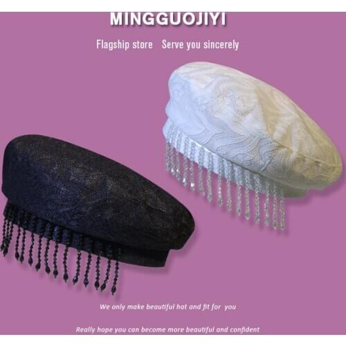 New High Quality Ladies Beret Fashion Tassel Autumn Winter Flat Hats For Women Vintage Elegant French Cap Gorras