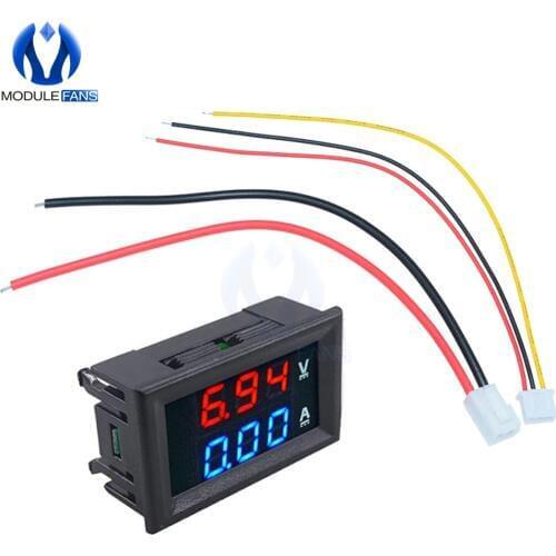 Mini Digital Voltmeter Ammeter 0.28 inch DC 100V 10A Panel Amp Volt Current Meter Tester 0.28" Blue Red Dual LED Display 20mA