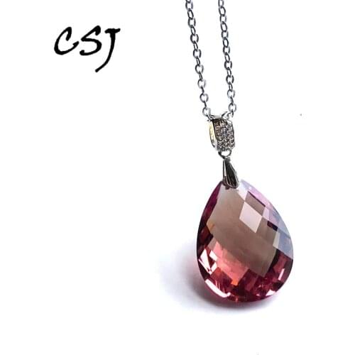 CSJ Pear 18*25 mm Zultanite Pendant Necklace Sterling 925 Silver Created Sultanite Color Change Fine Jewelry Women Wedding gift