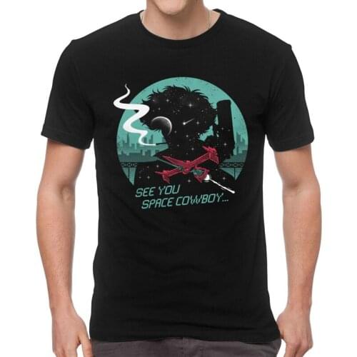 Mens Space Cowboy Spike T-Shirt Funny smoke cowboy bebop Tshirt Short Sleeve Cool T Shirt Homme Cotton Tee Tops Merch