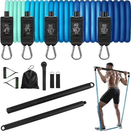 Elastic Resistance Bands Fitness Rubber Bands Exercise Tube Bands Pull Up Multifunction Training Expander Pilates Bar Equipment