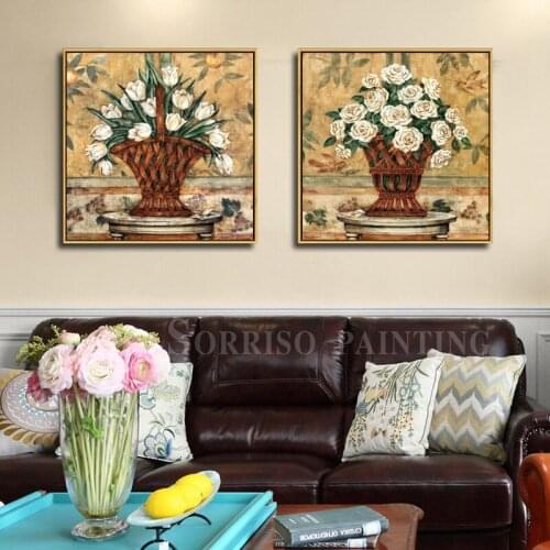 Europe Retro Nostalgia Flowers Basket Canvas Painting Wall Art Posters And Prints Pictures For Living Room Home Decor Artwork