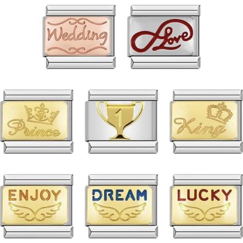 Hapiship New Original Daisy Dream Lucky King Champion Infinite Love Italian Charm Bracelet Stainless Steel Jewelry Making DJ159