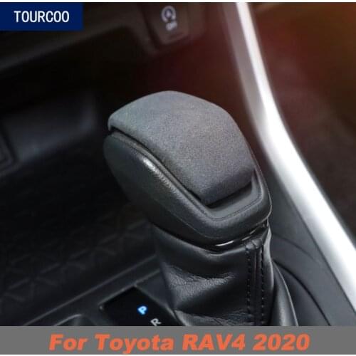 Car Interior Suede Gear Shift Knob Decor Cover for Toyota RAV4 2020 Car Styling Modification Accessories