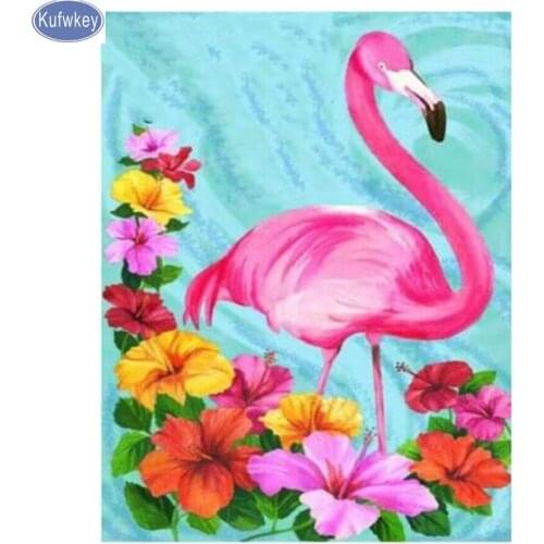 Square Diamonds 5D DIY Diamond Painting "Flamingo" Embroidery Cross Stitch diamond picture of Rhinestone Mosaic Home Decor gift