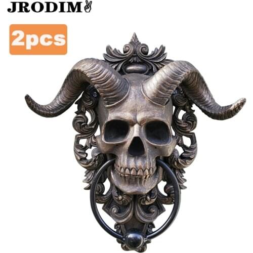Retro Art Door Ring Hell Demon Horned Skull Hanging Door Knocker-heavy Duty Gothic Doorknocker-perfect Home Decoration Knockers