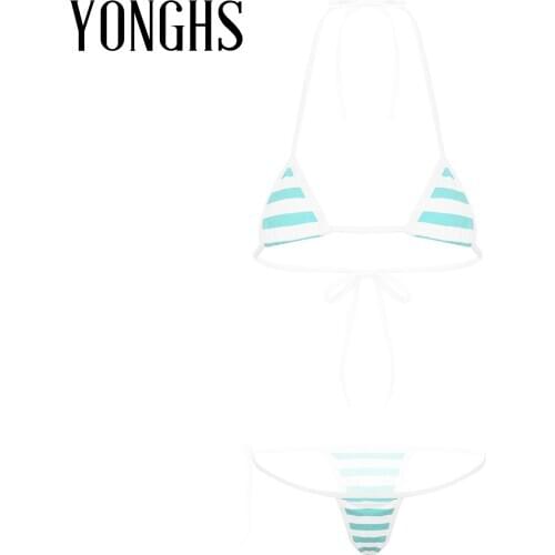 Womens Cute Kawaii Style Mini Bikini Erotic Lingerie Set Milk Cow Halter Neck Bra Top with Briefs Bottoms Sexy Underwear Set