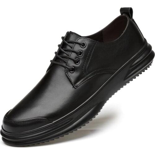 Fashion Classic Men Office Shoes Black Pointed Genuine Cow Leather Men Dress Shoes In Flats Men Business Shoes New
