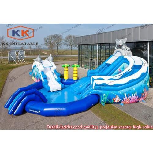 Sea Theme Inflatable pool water park inflatable water slide