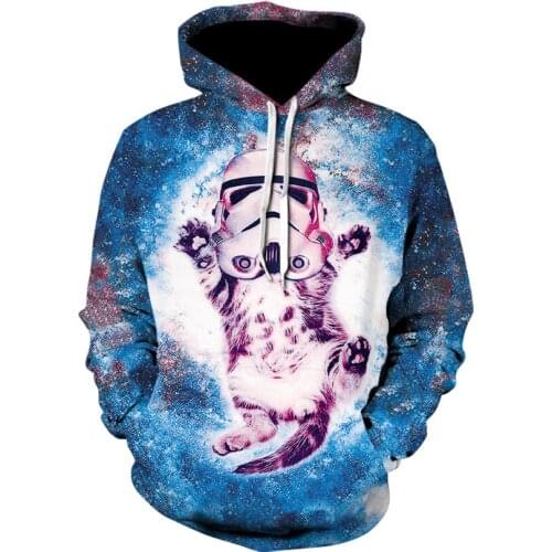 3D printing animal hoodie men and women fashion new popular personality anime blue hoodie Harajuku sweater