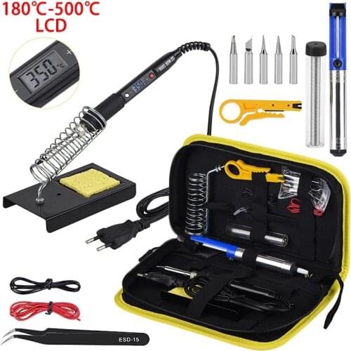 80W Digital Electric Soldering Iron Kit Set LCD Digital Display Solder Welding tools heater soldering tips Desoldering Pump