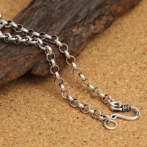 Pure Silver 4mm 5mm Thick Cross O Link Chain Necklace S925 Sterling Silver Sweater Chian Necklace Jewelry