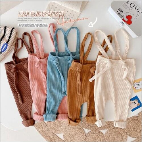 2021 new wholesale boys girls ribbed overalls autumn cotton fashion babys pants 0-3 years WU571
