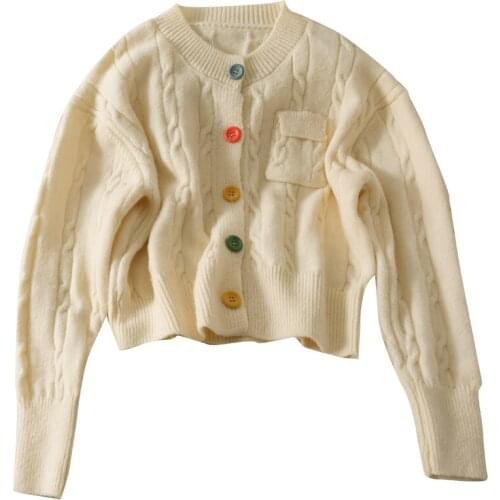 Autumn twist color single-breasted cardigan long-sleeved all-match outer wear slim knitted sweater women