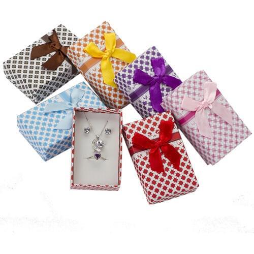 Jewelry Gift Box 5x8cm Earrings Ring Necklace Display Fashion Jewelry Sets Storage Case Multi Colors Paper Packaging 32pcs