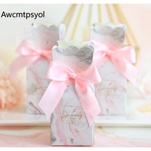Pink Paper Gift Bag Wedding Favor Candy Box Baby Shower Birthday Supplies Gifts Packaging Boxes Dessert Table Decoration