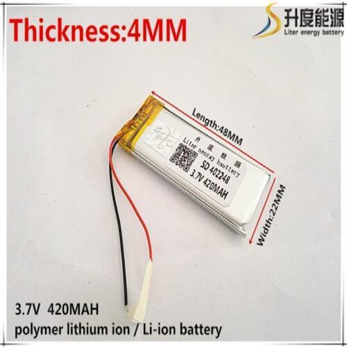1pcs [SD] 3.7V,420mAH,[402248] Polymer lithium ion / Li-ion battery for TOY,POWER BANK,GPS,mp3,mp4,cell phone,speaker