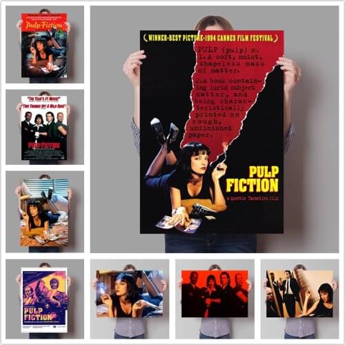 Classic Movie Pulp Fiction Poster Retro Canvas Wall Art Painting Bar Cafe Living Room Bedroom Home Decoration Mural Picture