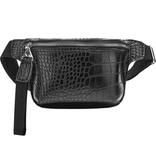 Casual Waist Bag for Women Alligator Leather Pack Phone Pouch Chest Packs Ladies Wide Strap Belt Bag Female Crossbody Flap