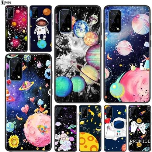 Space Cute Cartoon for OPPO Realme V15 X5 X3 X50 X7 X2 C17 C11 C3 C2 7 7i 6 6S 6i 5 Narzo 20 Pro Black Phone Case