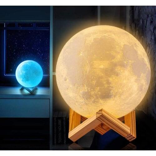 Dropship 3D Print Moon Lamp Colorful Change Touch Usb Led Night Light Home Decor Creative Birthday Gifts