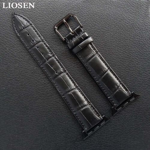 LIOSEN Watches Bracelet for Apple Watch Black Brown Watchbands Genuine Leather Strap Watch Band 38mm 42mm Watch Accessories