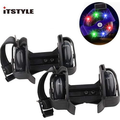ITSTYLE Colorful Flashing Roller Whirlwind Pulley Flash Wheels Heel Roller Adjustable Simply Roller Skating Shoes for kids Adult
