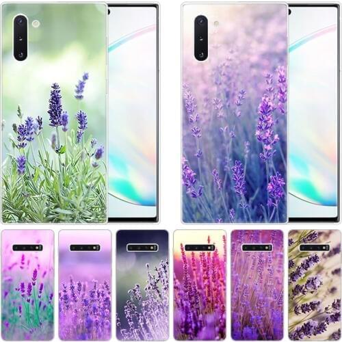 Lavender Purple flowers Silicone Case for Samsung Galaxy Note 10 Pro 9 8 5 M30S M40 S10E S10 5G S9 S8 Plus S7 S6 Edge S5 Cover