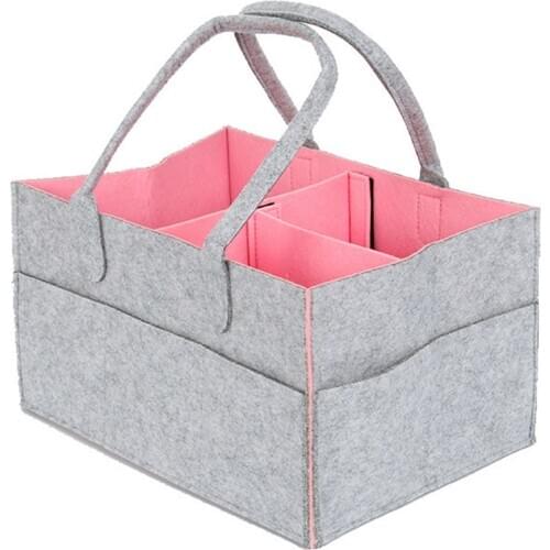 CYSINCOS Felt Cloth Storage Bag Foldable Baby Large Size Diaper Caddy Changing Table Organiser Toy Storage Basket Car Organizer