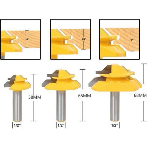 1/2 45 Degree Width Woodworking Drill Bit Woodworker Lock Miter Router Bit Shank Tenon Cutter Woodwork Milling Cutters