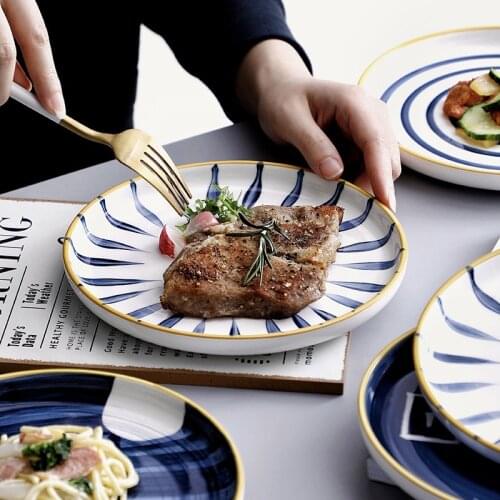 Hand-painted Japanese-style Plate Dishes Western-style Steak Breakfast Plate Creative Net Red Tableware Dish Set Plate Home