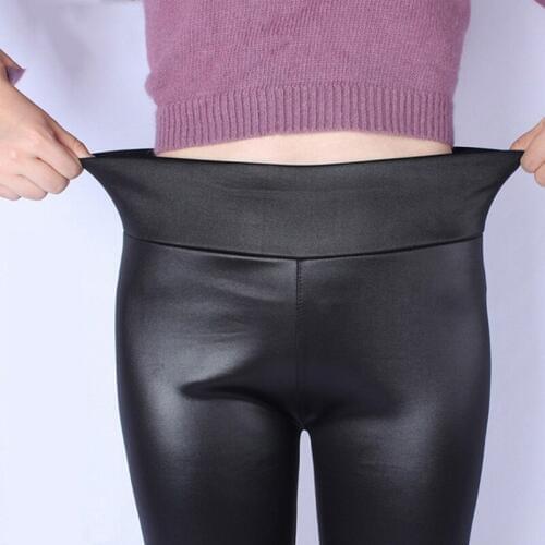 Xl-5XL Sexy Skinny High Waist Pencil Pant Faux Leather Pu Long Trousers Casual Elastic Stretch Pencil Pants For Women