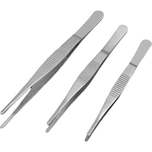Mobile Phone Repair Tweezers Thickened Stainless Steel Tweezers Round Head Toothed Dressing Tweezers Straight Bent Clip Tool