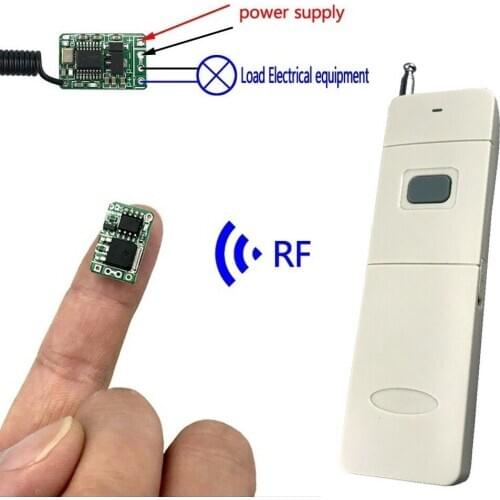 Wireless remote control switch Mini small 433mhz rf transmitter receiver 3.7v 5v 6v 9v 12 Battery power circuit micro Controller
