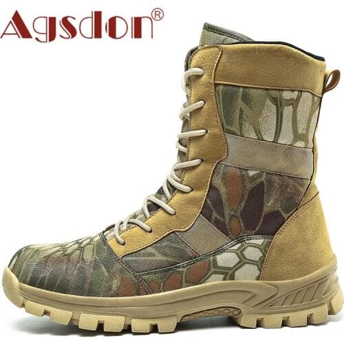 Camo Combat Tactical Boots for Men Professional Wear Resistant Desert Boots Men Outdoor Sports Army Ankle Boots botas tacticas