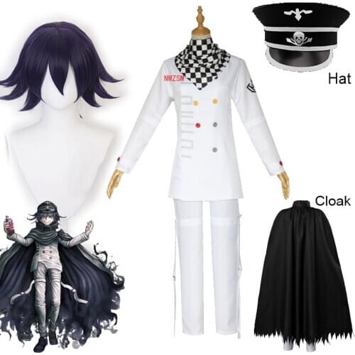 Danganronpa V3 Kokichi Oma Cosplay Costume President Oma Cosplay Wig Cloak and Hat Halloween Carnival Party Costumes