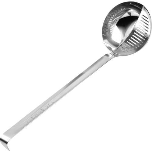 Creative dual purpose 304 stainless steel hot pot scoop long handle filter screen detachable colander strainer kitchen tool