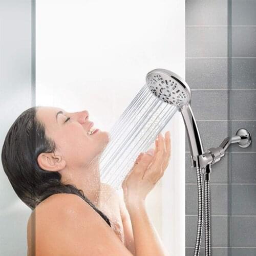 High Quality 9 Functions Adjustable Chrome Shower Head Set With Shower Hose Water Saving Shower head With Bracket